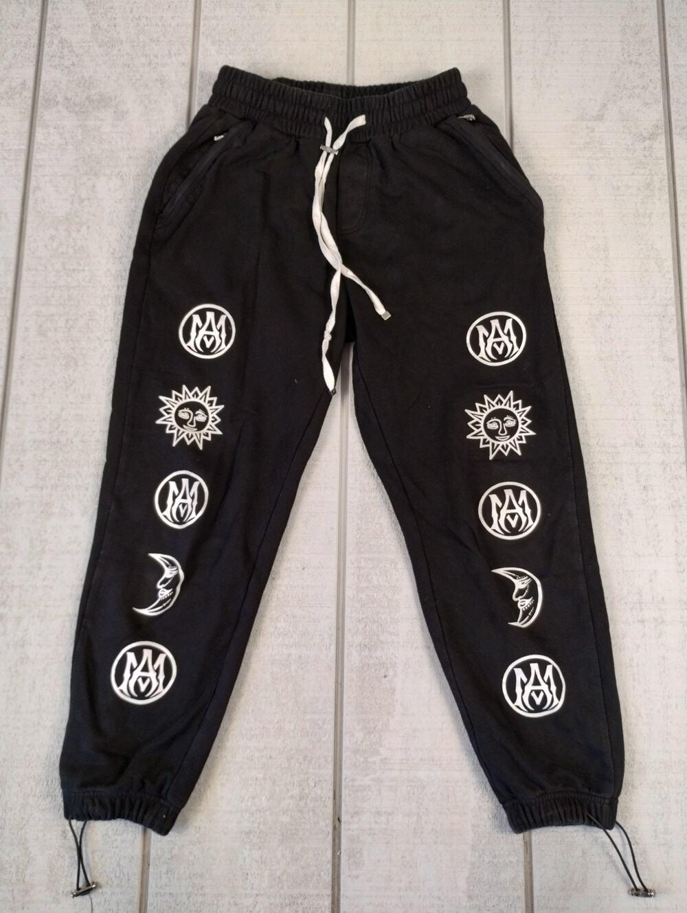 Amiri Zoltar Sun Moon MA Logo Sweatpants Mens S Black Celestial Streetwear Goth
